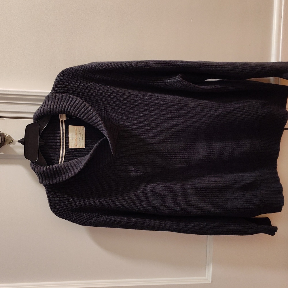 Shaker knit sweater, oversized collar, 100% cotton. XL